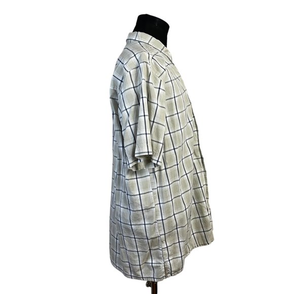 Levi's | Men's Tan White Black Plaid Short Sleeve Button Front Shirt Large - Picture 7 of 8
